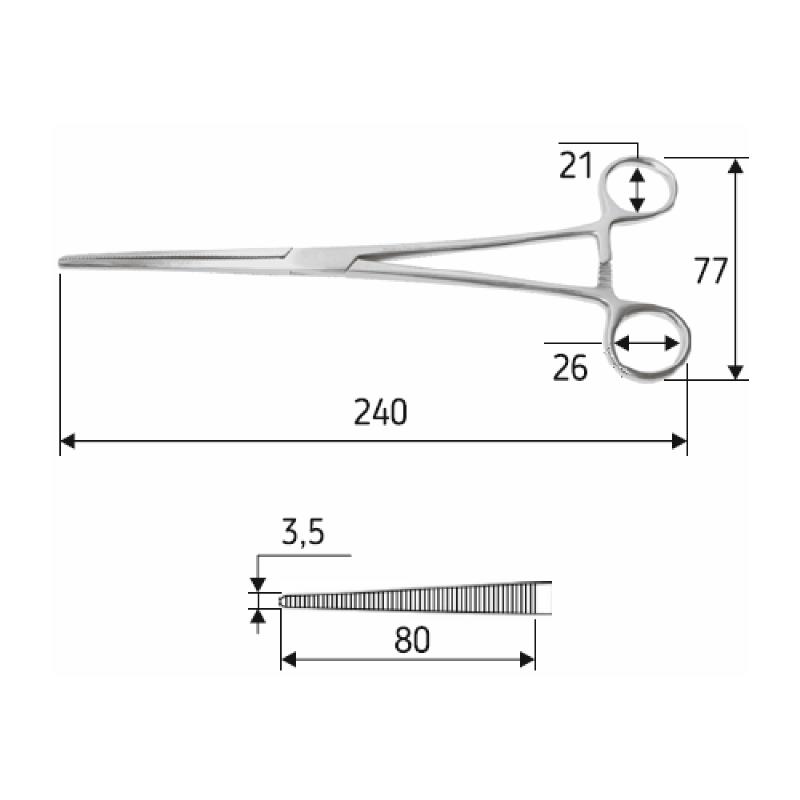 Затискач судинний прямий, Rochester-Pean, 24 см, J-17-106.Surgicon